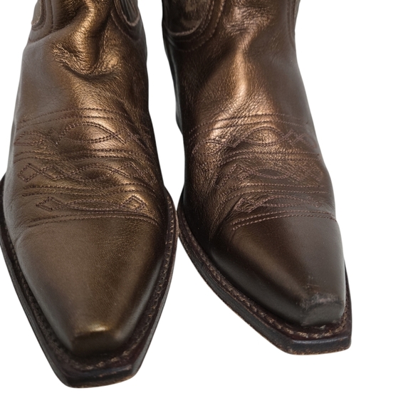 Frye Daisy Duke Bronze Leather Mid Calf Cowboy Boots Size 7M - Picture 9 of 9